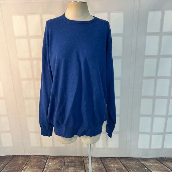 Peter Millar Other - Peter Millar Blue Cotton Blend Crew Neck Long Sleeve Knit Sweater Size XL